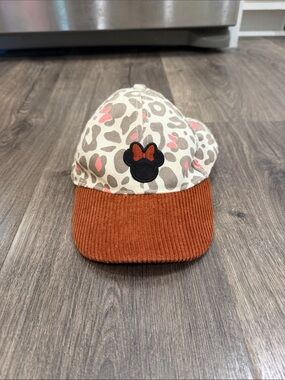 Disney Kids Minnie Mouse Leopard Print Cap with Rust Corduroy Visor